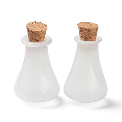 White Glass Cork Bottles, Glass Empty Wishing Bottles, DIY Vials for Home Decorations, White, 17x27mm