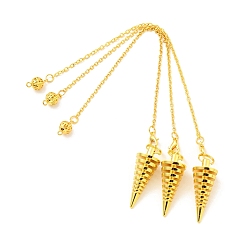 Golden Brass Cable Chain Coil Dowsing Pendulums, Spiral Pendulum, with Alloy Lobster Claw Clasps, Cadmium Free & Lead Free, Spiral Cone, Golden, 223~245mm, Hole: 1.5~2mm