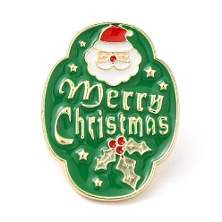 Santa Claus Alfileres de esmalte con tema navideño, insignia de aleación de oro claro para ropa de mochila, santa claus, 30x23x2 mm