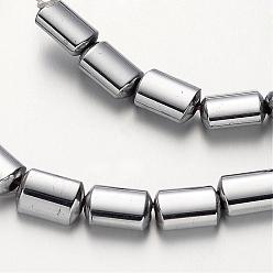 Silver Plated Electroplate Non-magnetic Synthetic Hematite Bead Strands, Rectangle, Silver Plated, 6x4x3mm, Hole: 1mm, about 67pcs/strand, 15.7 inch