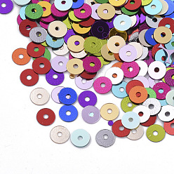 Color mezclado Accesorios de adorno, paillette plástico pvc / cuentas de lentejuelas, plano y redondo, color mezclado, 1.5~4x0.3 mm, agujero: 1 mm