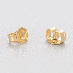 Oro 304 tuercas del oído de acero inoxidable, espaldas de aretes de mariposa para aretes de poste, dorado, 4x3x2 mm, agujero: 0.8 mm