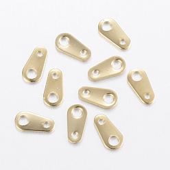 Golden 304 Stainless Steel Chain Tabs, Chain Extender Connectors, Teardrop, Golden, 8x4x0.7mm, Hole: 1mm & 2mm