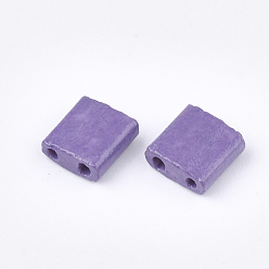 Средний Фиолетовый 2 Отверстие для выпечки краски стеклянные бусины, прямоугольные, средне фиолетовый, 5x4.5~5.5x2~2.5 мм, отверстие : 0.5~0.8 мм
