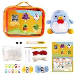 Colorful DIY Penguin Knitting Kits, including Polyester Yarn, Fiberfill, Crochet Needle, Yarn Needle, Support Wire, Stitch Marker, Colorful, 130x180x65mm