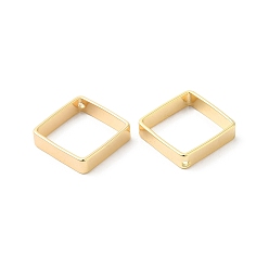 Real 18K Gold Plated Brass Bead Frames, Rhombus, Real 18K Gold Plated, 20x20x4mm, Hole: 1.2mm, Inner Diameter: 14x14mm