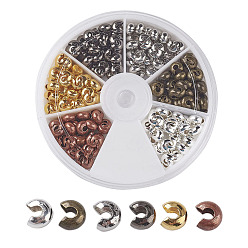 Mixed Color Iron Crimp Bead Covers, Round, Nickel Free, Mixed Color, 5mm, Hole: 1.5mm, about 180~207pcs/box