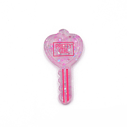 Темно-Розовый Большие подвески из прозрачной смолы, ключ в форме сердца, темно-розовыми, 56~57x29~31x5.5 мм