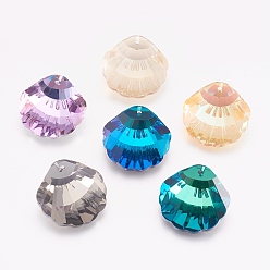 Mixed Color K9 Glass Rhinestone Pendants, Imitation Austrian Crystal, Faceted, Shell, Mixed Color, 16x16x7.5mm, Hole: 1.6mm