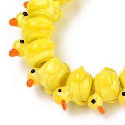 Yellow Handmade Lampwork Beads Strands, Duck, Yellow, 18~20x16~17x13~15mm, Hole: 1.2~1.5mm, about 40pcs/strand, 16.73 inch(42.5cm)