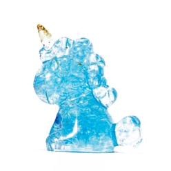 Aigue-marine Figurines en résine licorne, avec des éclats d'aigue-marine naturelle à l'intérieur des statues pour les décorations de bureau à domicile, 30x45x60mm