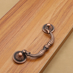 Red Copper Embossed Alloy Drawer Bail Pulls, Retro Swing Dresser Handle, Cabinet Pulls Handles for Drawer, Doorknob Accessories, Red Copper, 132x34x21mm, hole center: 96mm