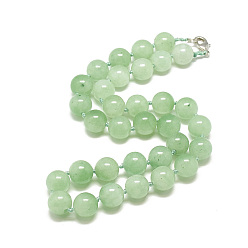 Green Aventurine Natural Green Aventurine Beaded Necklaces, with Alloy Lobster Clasps, Round, 18.1 inch~18.5  inch(46~47cm), round: 11.5~12mm