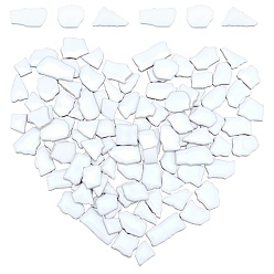 White Porcelain Mosaic Tiles, Irregular Shape Mosaic Tiles, for DIY Mosaic Art Crafts, Picture Frames and More, White, 5~30x5~20x4mm, about 77pcs/200g, 200g/bag