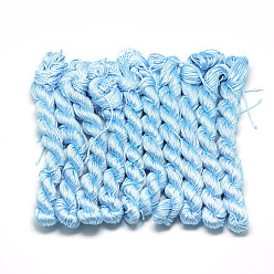 Bleu Bleuet Câblés en polyester tressé, bleuet, 1mm, environ 28.43 yards (26m)/paquet, 10 faisceaux / sac