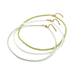 Желто-Зеленый 3 набор ожерелий из стеклянных бусин, штабелируемое колье для женщин, желто-зеленый, 15.94~16.02 дюйм (40.5~40.7 см)