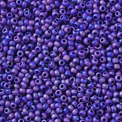 (408F) Cobalt Blue Opaque Rainbow Matte TOHO Round Seed Beads, Japanese Seed Beads, (408F) Cobalt Blue Opaque Rainbow Matte, 8/0, 3mm, Hole: 1mm, about 1110pcs/50g