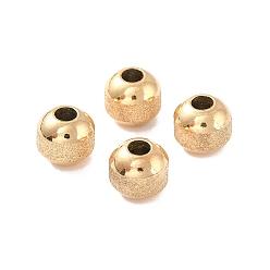Golden Ion Plating(IP) Textured 304 Stainless Steel Beads, Round, Golden, 6mm, Hole: 2mm