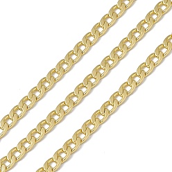 Chapado en Oro Real 18K Latón cubano cadenas de eslabones, con carrete, soldada, larga duración plateado, sin cadmio y níque y plomo, real 18 k chapado en oro, 6.5x4x1 mm