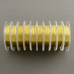 Golden Round Copper Wire for Jewelry Making, Golden, 0.3mm, about 32.8 Feet(10m)/roll, 10 rolls/group