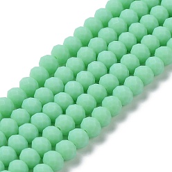 Medium Spring Green Glass Beads Strands, Faceted, Frosted, Rondelle, Medium Spring Green, 6x4.5mm, Hole: 1mm, about 86pcs/strand, 16.14''(41cm)