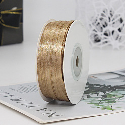 Dark Goldenrod Polyester Double-Sided Satin Ribbons, Ornament Accessories, Flat, Dark Goldenrod, 3mm, 100 yards/roll