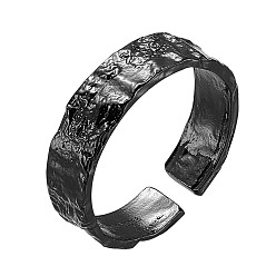 Черный Цвет Металла Текстурированная шегрейс 925 кольца-манжеты из стерлингового серебра, открытые кольца, чеканный, металлический черный , размер США 6 (16.5 мм)