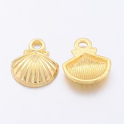 Golden Tibetan Style Alloy Charms, Lead Free and Cadmium Free, Shell, Golden, 14x11.8x2.8mm, Hole: 2mm