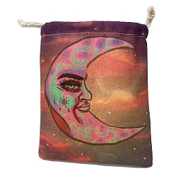 Luna Bolsas de embalaje de tela de lona, bolsas de cordón, Rectángulo, 15~18x13~14 cm