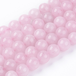 Pink Hebras de cuentas de jade natural de, teñido, rondo, rosa, 8 mm, agujero: 1 mm, sobre 48 unidades / cadena, 14.9 pulgada