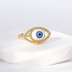 Horse Eye Evil Eye Stainless Steel Open Cuff Rings for Women, Golden, Horse Eye, No Size