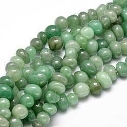 Green Aventurine Natural Green Aventurine Gemstone Nuggets Bead Strands, Tumbled Stone, 6~10x9~12x8~10mm, Hole: 1mm, about 15.3 inch~15.7 inch