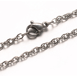 Stainless Steel Color 304 Stainless Steel Double Link Chains Necklaces, with Lobster Claw Clasps, Stainless Steel Color, 29.52 inch(75cm)