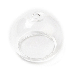 Clear Transparent Glass Bead Cone, for Wind Chimes Making, Half Round, Clear, 16x13mm, Hole: 1.4mm, Inner Diameter: 10.8mm