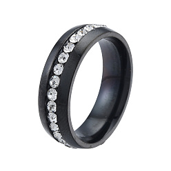 Electrophoresis Black Кольцо на палец с кристаллами и стразами, 201 женские украшения из нержавеющей стали, электрофорез черный, внутренний диаметр: 17 мм