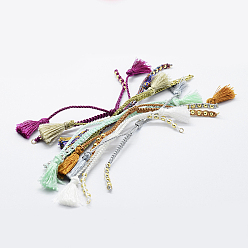 Couleur Mélangete Cordon tressé en nylon pour la fabrication de bracelets de bricolage, avec 304 accessoires en acier inoxydable, couleur mixte, 6 pouces~6-3/4 pouces(150~170mm)x1~5x1~2mm