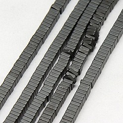 Black Plated Electroplate Non-magnetic Synthetic Hematite Heishi Beads Strands, Thin Slice Flat Square Beads, Frosted, Grade A, Black Plated, 2x2x1mm, Hole: 1mm, about 400pcs/strand, 16 inch
