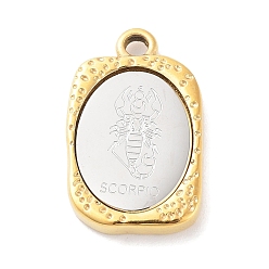 Scorpio 304 Stainless Steel Pendants, Rectangle with Twelve Constellations Charm, Golden & Stainless Steel Color, Scorpio, 23x14.5x3mm, Hole: 2mm