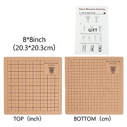 BurlyWood Cork Wood Blocking Mats for Knitting, Double Side Blocking Boards with Grids for Needlepoint Crochet, BurlyWood, 20.3x20.3x1cm