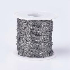 Black Polyester Metallic Thread, Black, 1mm, about 100m/roll(109.36yards/roll)