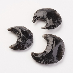 Obsidian Natural Obsidian Home Display Decorations, Moon, 27~46x23~40x5~17mm