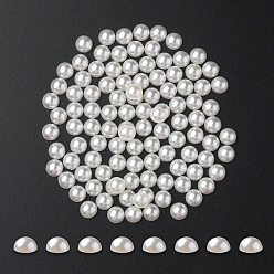 Beige ABS Plastic Cabochons, Imitation Pearl, Half Round, Beige, 6x3mm