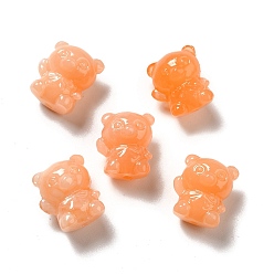 Sandy Brown Opaque Resin Beads, Bear, Sandy Brown, 13x11.5x10mm, Hole: 1.6mm