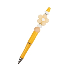 Verge D'or Stylo à bille en plastique, stylo perlé, Stylo en silicone fleur lumineuse pour stylo personnalisé bricolage, verge d'or, 145mm