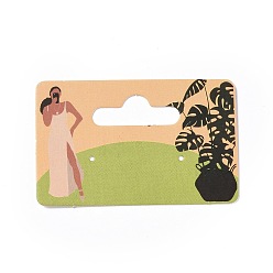 Human Papel rectangular un par de tarjetas de exhibición de pendientes con orificio para colgar, tarjetas de exhibición de joyería para almacenamiento de aretes, Patrón de las mujeres, 3.5x5x0.05 cm, agujero: 1 mm y 24x9 mm