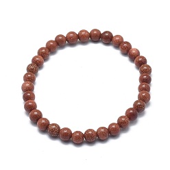 Goldstone Synthetic Goldstone Bead Stretch Bracelets, Round, 2 inch~2-1/8 inch(5.2~5.5cm), Bead: 10mm