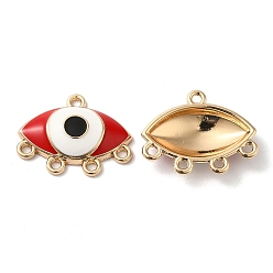 Red Alloy Enamel Chandelier Component Links, Cadmium Free & Nickel Free & Lead Free, Evil Eye, Red, 17x22x4.5mm, Hole: 1.5mm