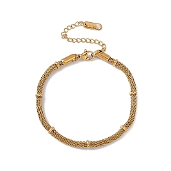 Golden 316 Stainless Steel Round Mesh Chain Bracelet for Men Women, Golden, 6-7/8 inch(17.5cm)
