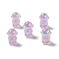 Prune Placage uv perles acryliques irisées arc-en-ciel, astronaute, prune, 20x14x13.5mm, Trou: 3.5mm
