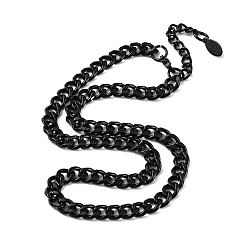 Черный Цвет Металла 304 ожерелье-цепочка из кубинских звеньев из нержавеющей стали с бриллиантовой огранкой, металлический черный , 16.14 дюйм (41 см)